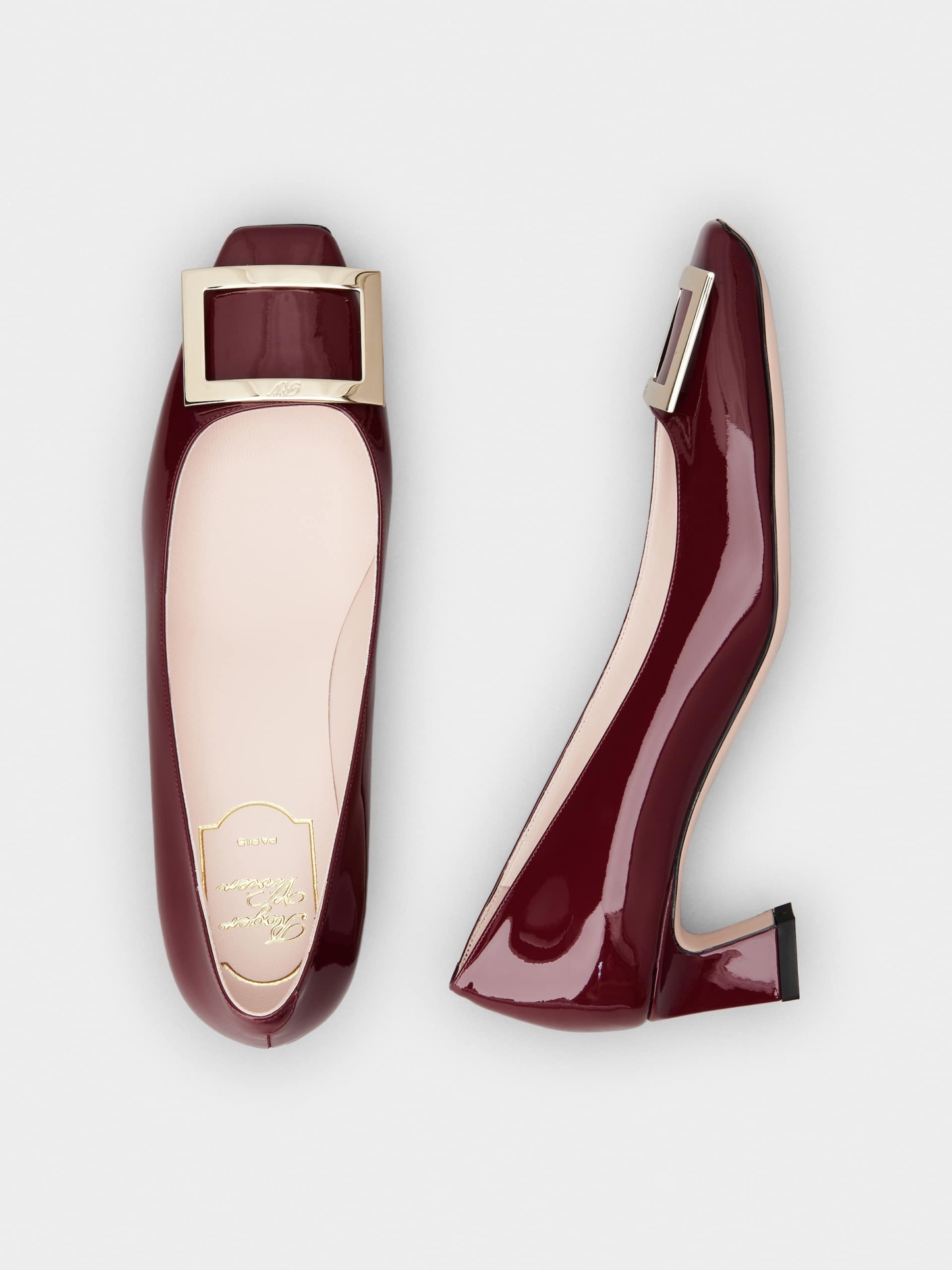 「ベル ヴィヴィエ トランペット」パンプス パテントレザー 45 mm ボルドー