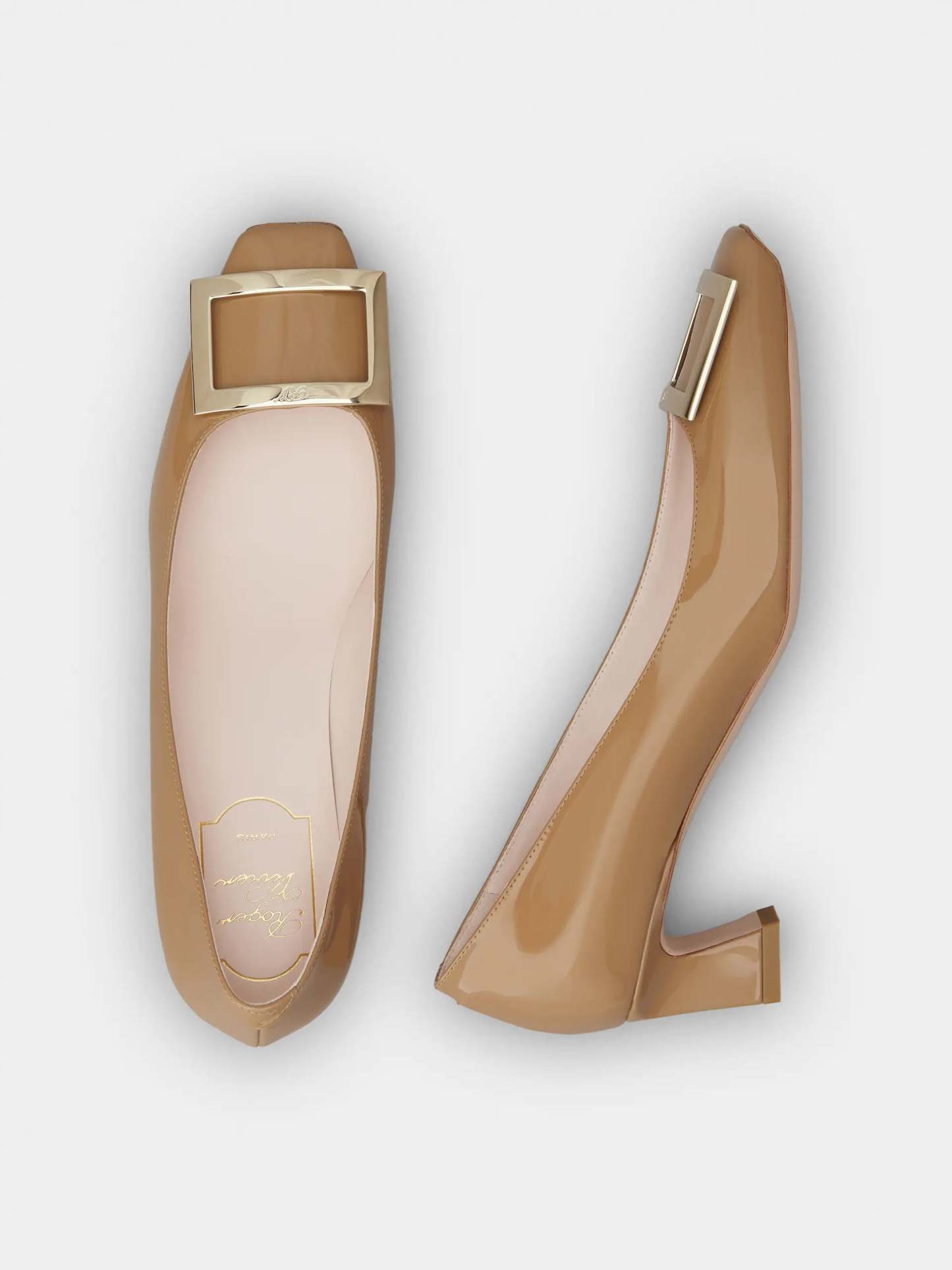 「ベル ヴィヴィエ トランペット」パンプス パテントレザー 45 mm ブラウン