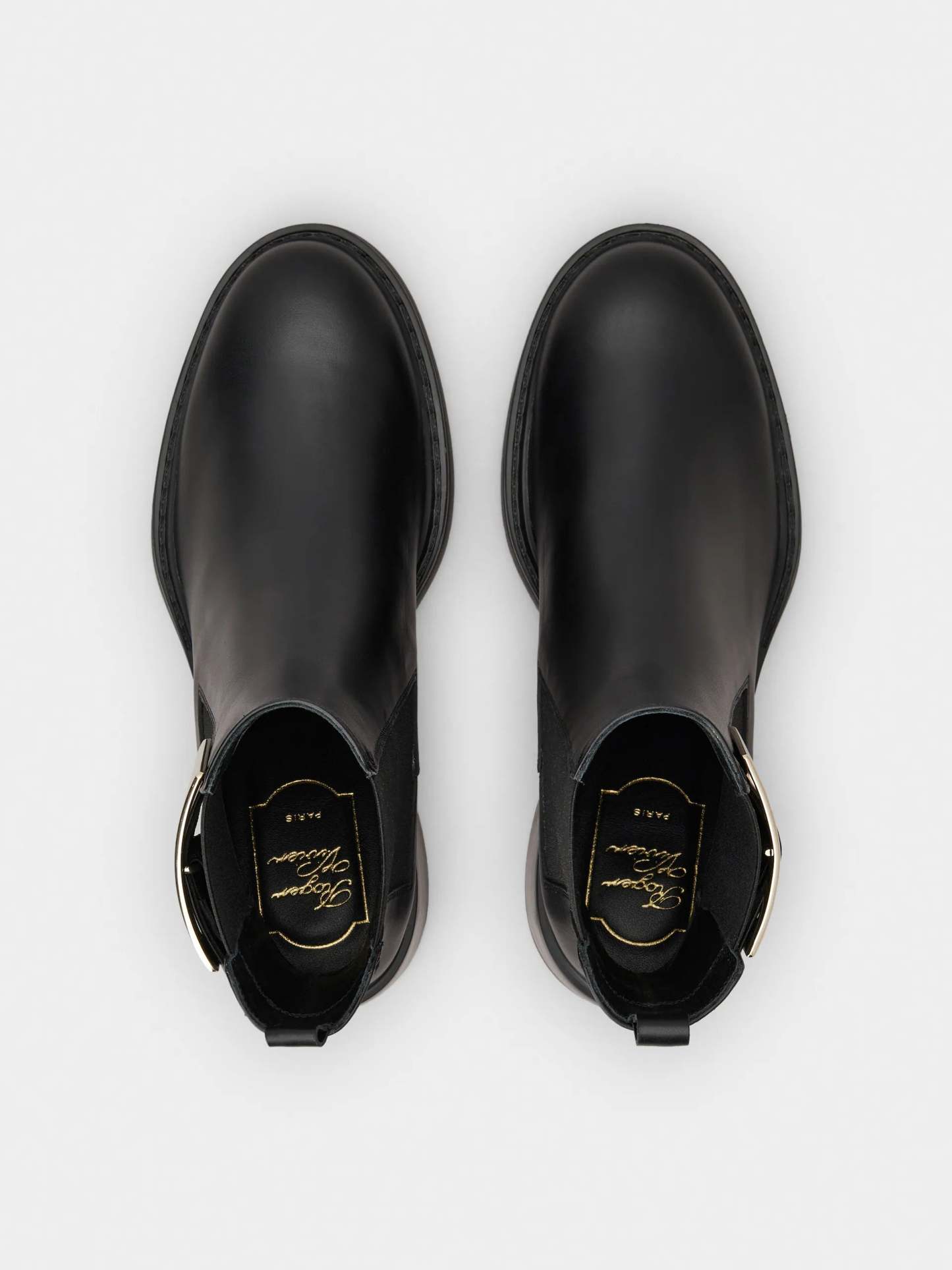 「ヴィヴ レンジャー」メタル バックル レザー チェルシー ブーツ 60 mm ブラック