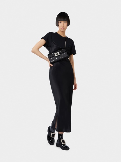 「ヴィヴ レンジャー」ストラス バックル チェルシー アンクルブーツ 25 mm ブラック