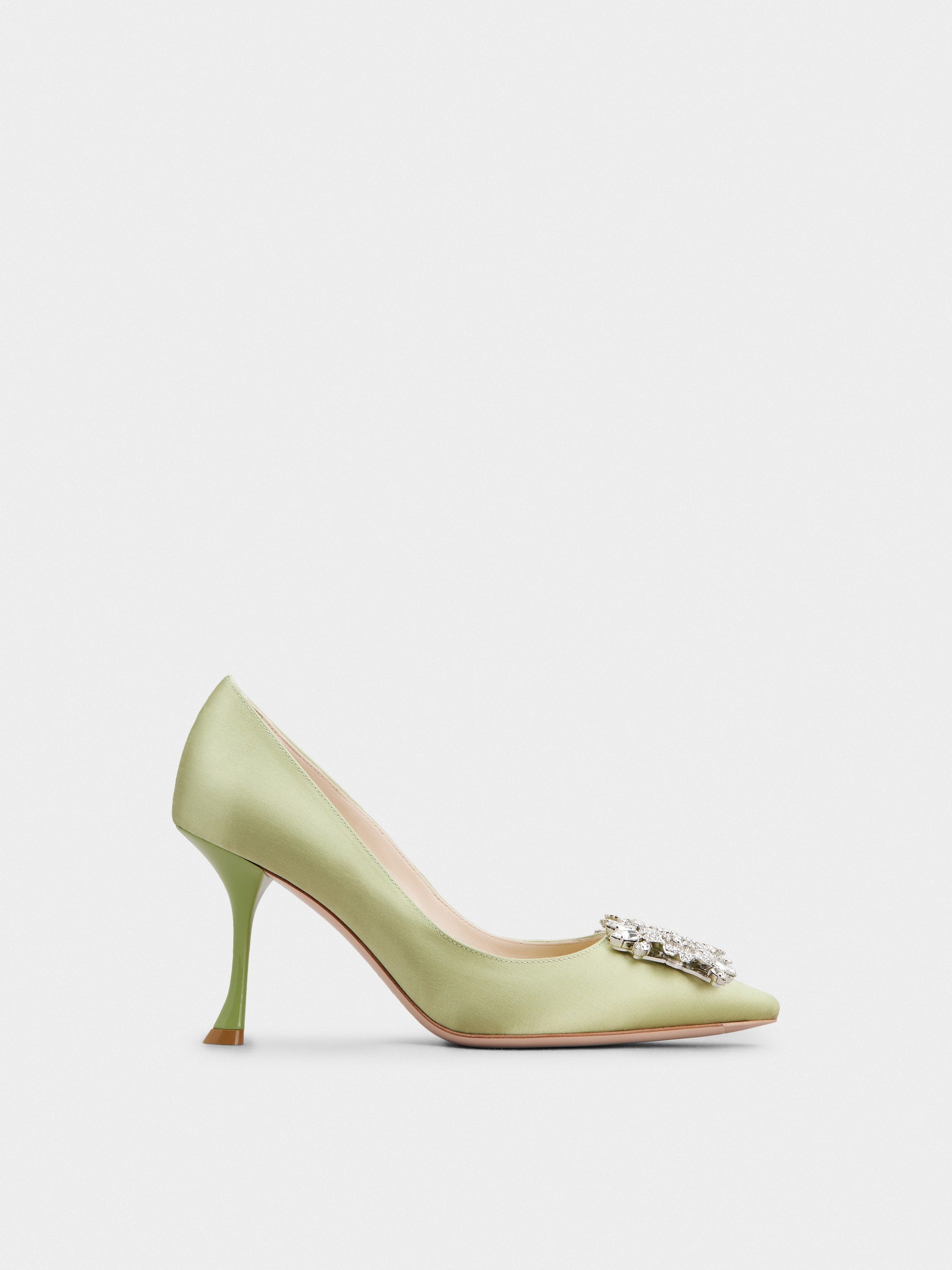 RV ブーケ ストラス バックル パンプス 85 mm グリーン