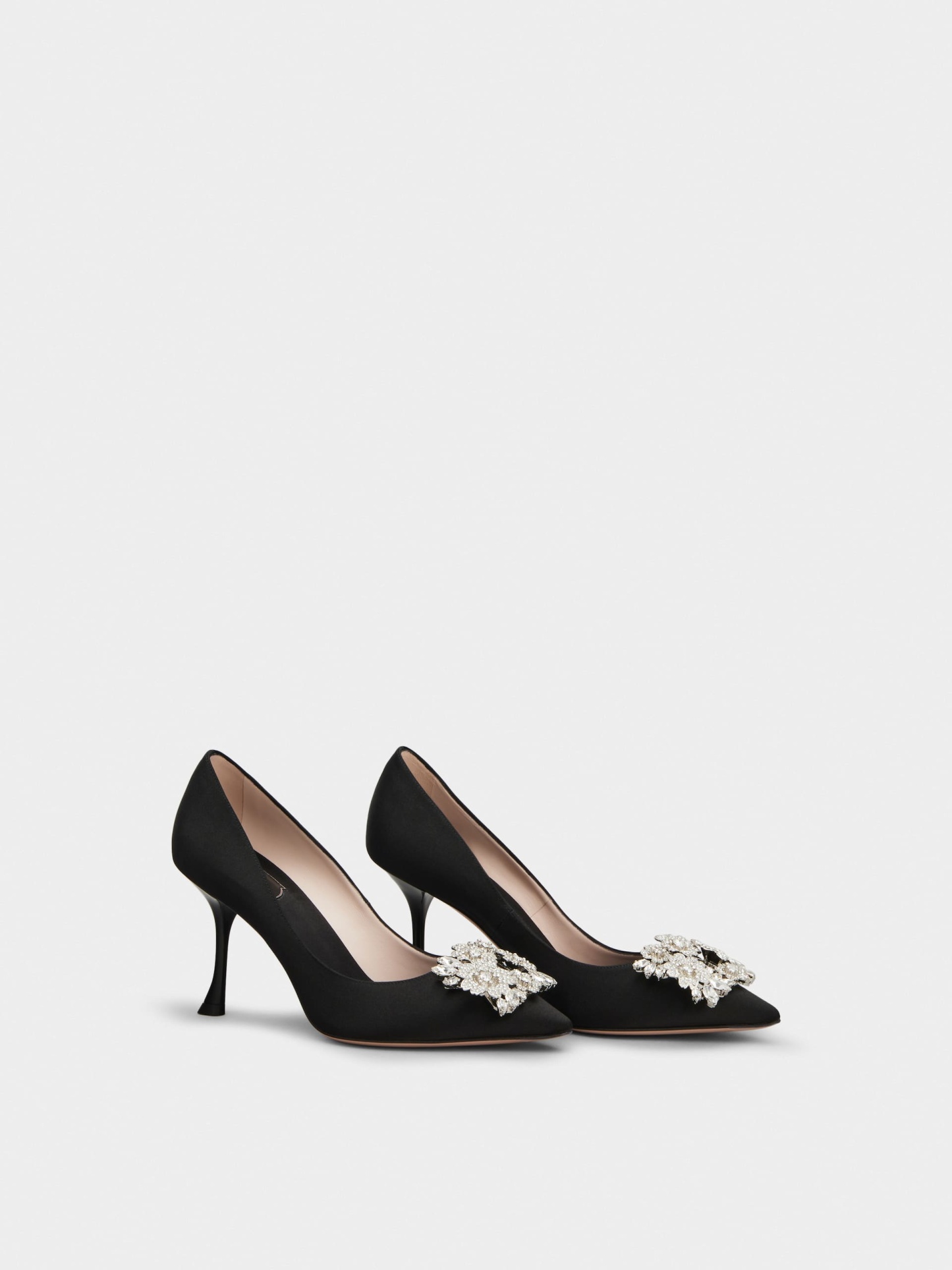 RV ブーケ ストラス バックル パンプス 85 mm ブラック