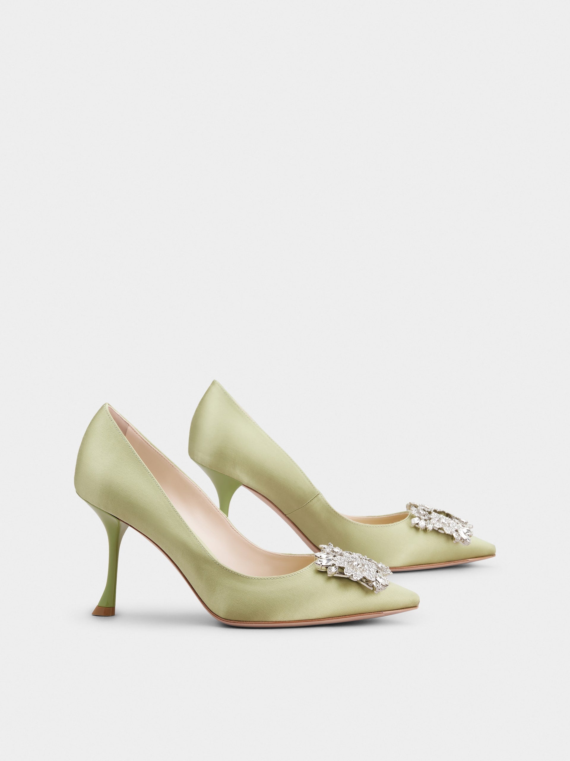 RV ブーケ ストラス バックル パンプス 85 mm グリーン