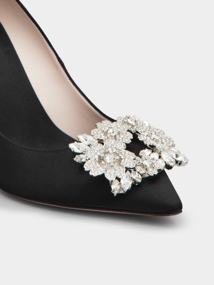 RV ブーケ ストラス バックル パンプス 85 mm ブラック