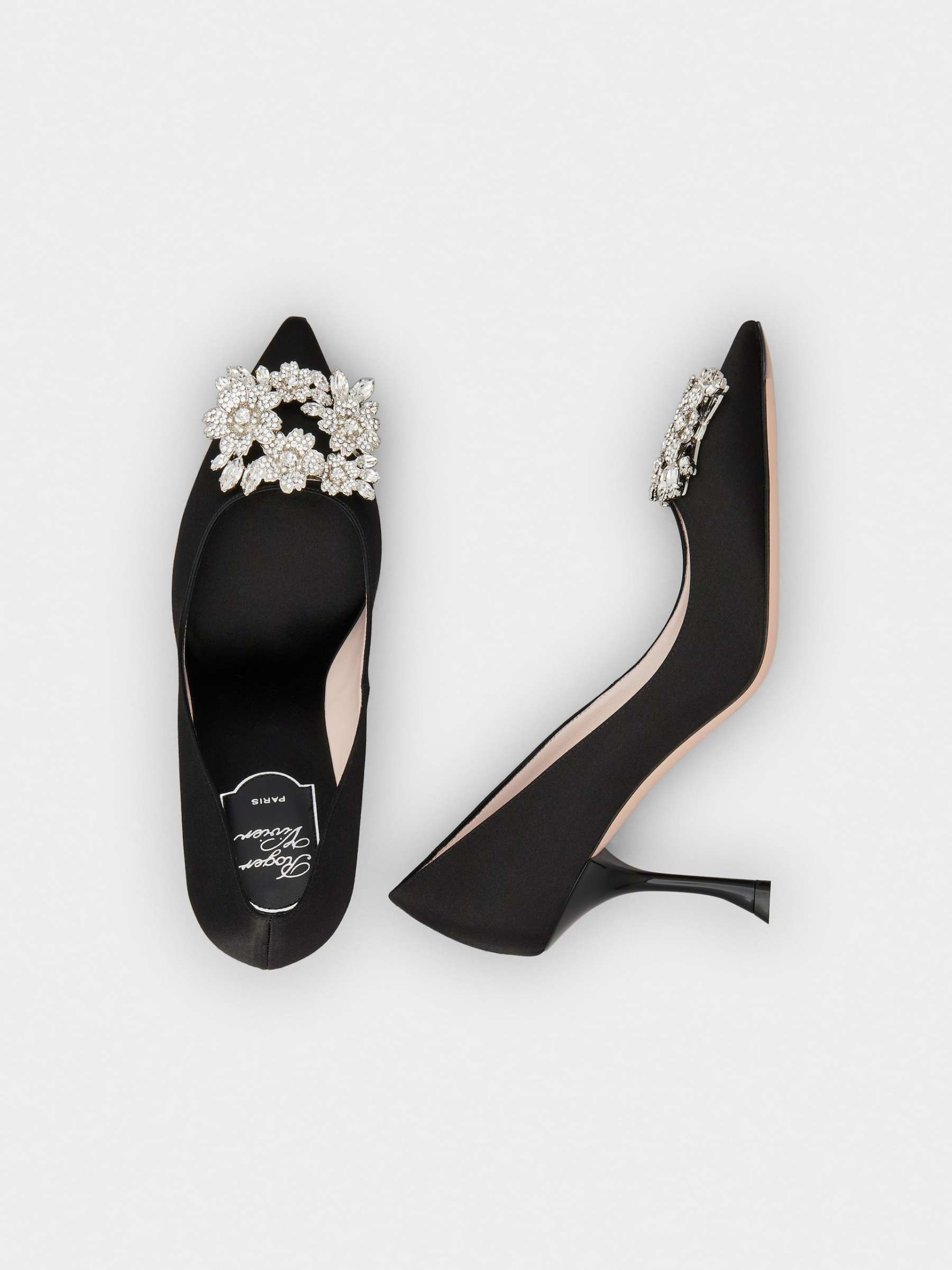 RV ブーケ ストラス バックル パンプス 85 mm ブラック