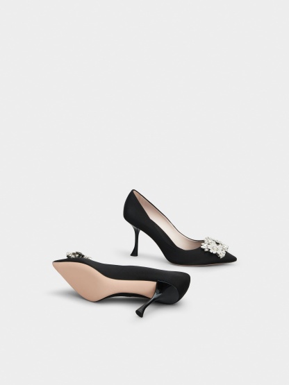 RV ブーケ ストラス バックル パンプス 85 mm ブラック