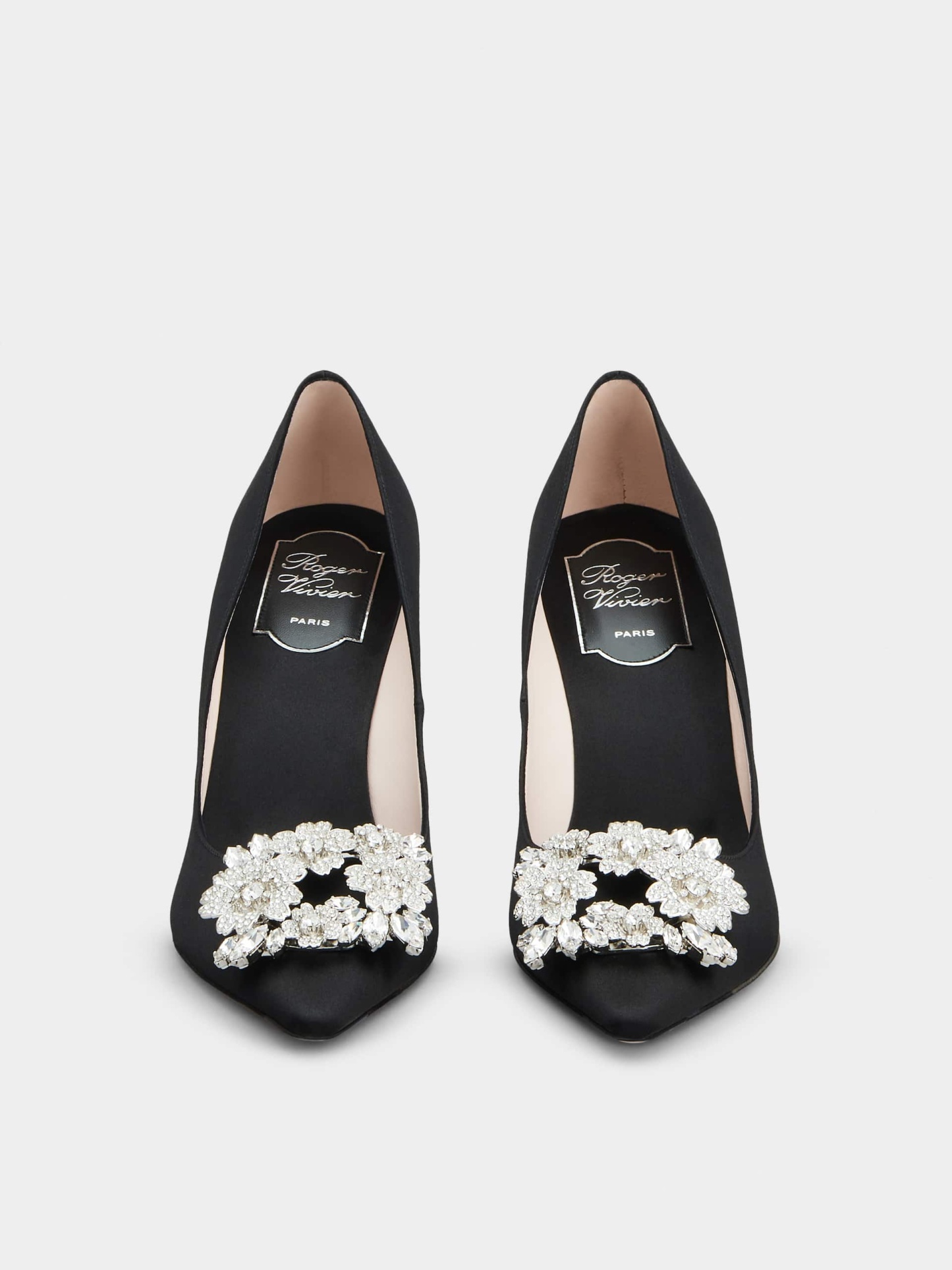 RV ブーケ ストラス バックル パンプス 85 mm ブラック