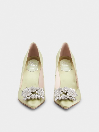 RV ブーケ ストラス バックル パンプス 85 mm グリーン