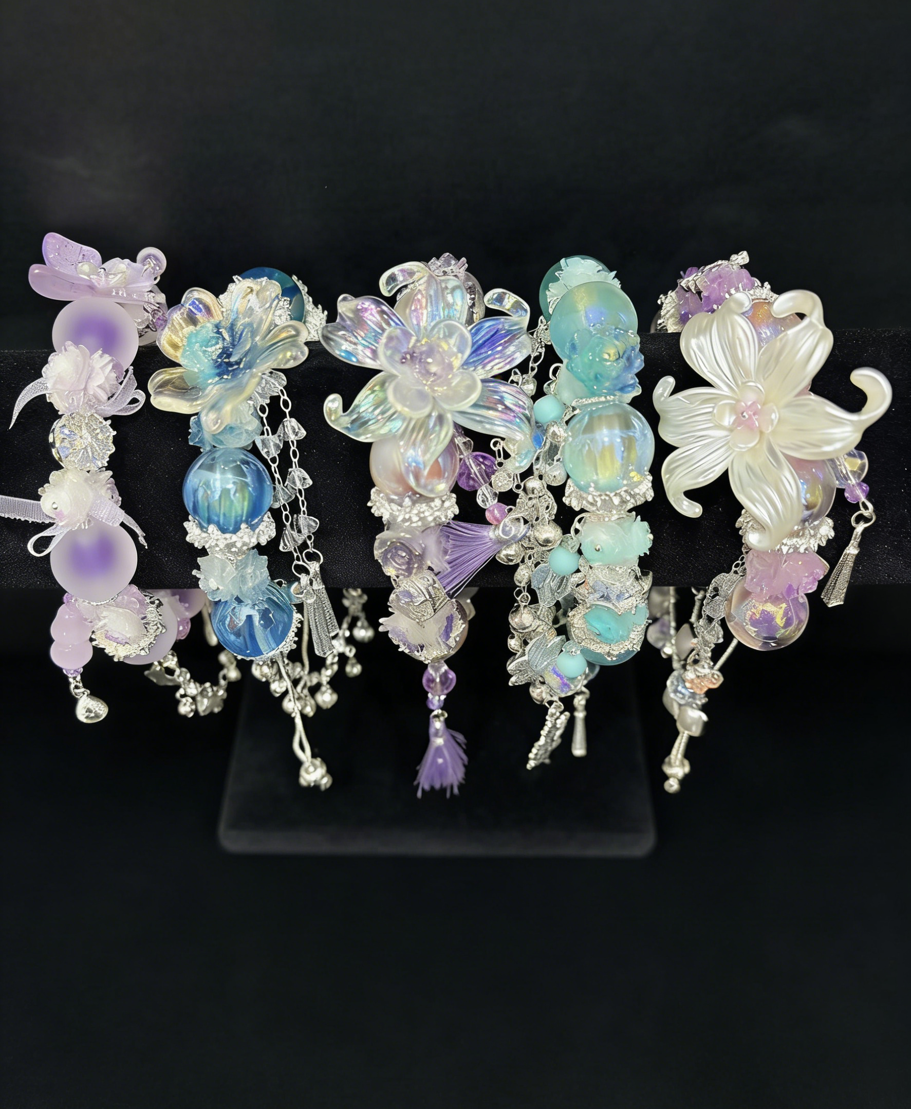 5PCS Handmade Crystal Bracelet Set – Luxury Layered Jewelry Collection