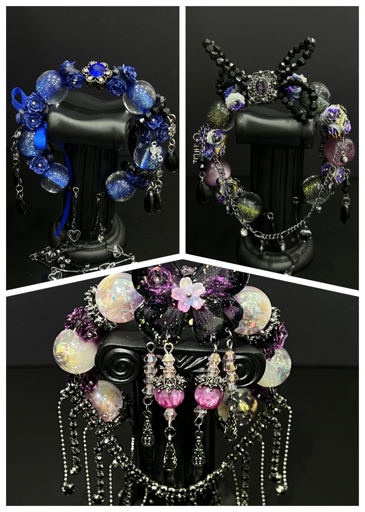 3PCS Handmade Purple Crystal Bracelet Set – Layered Elegant Jewelry