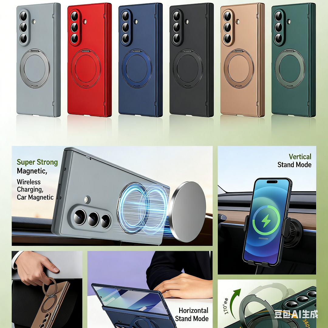 適用於三星Z Fold7/6/5/4/3無線充磁吸旋轉支架鉸鏈全包保護殼