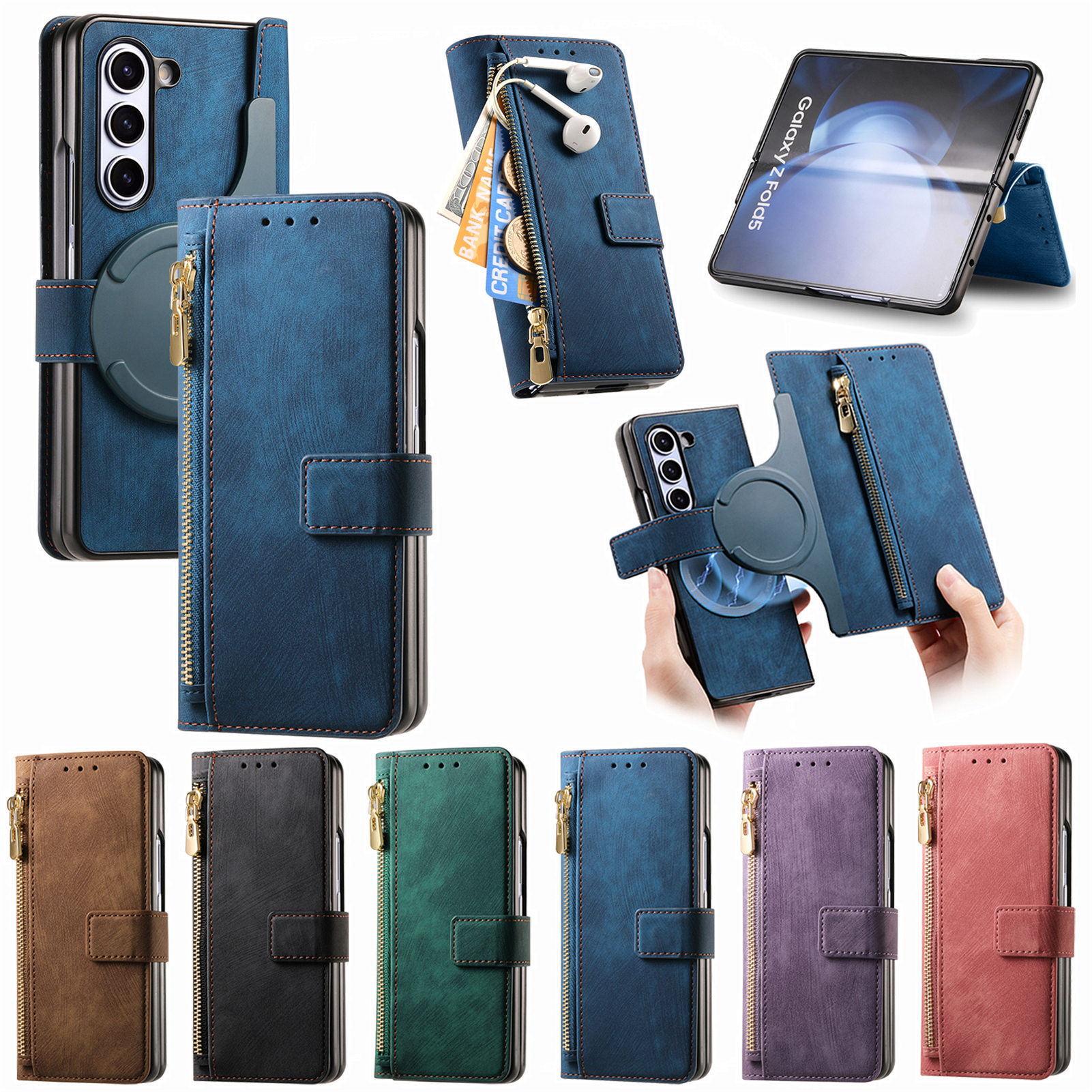 เหมาะสำหรับ Samsung Z Fold6/5/4/3 เคสป้องกันซิปแม่เหล็กที่ถอดออกได้
