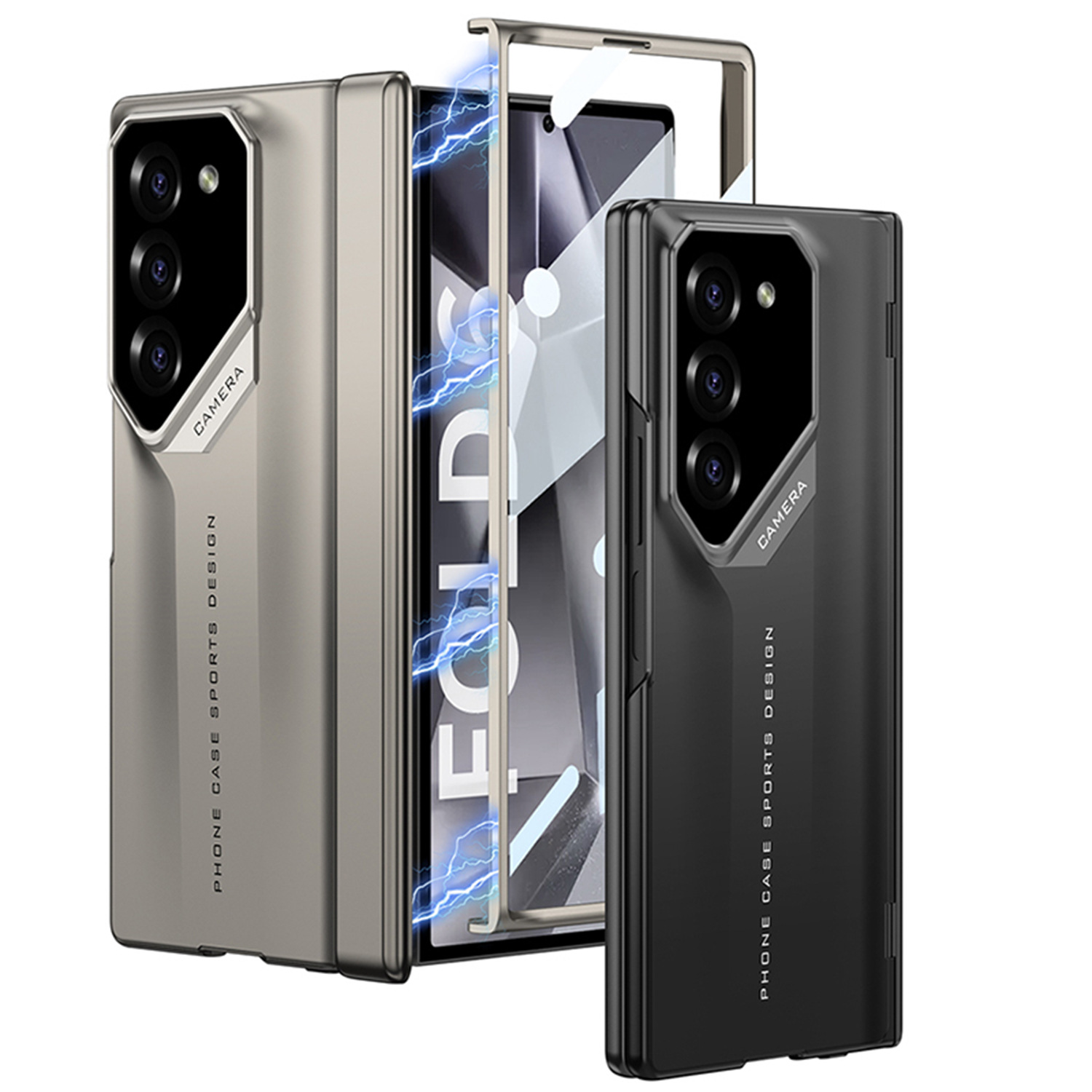 เหมาะสำหรับ Samsung Galaxy Z Fold6/5/4/3 การออกแบบใบมีดใหม่บานพับแม่เหล็กเคสโทรศัพท์มือถือแบบรวมทุกอย่าง