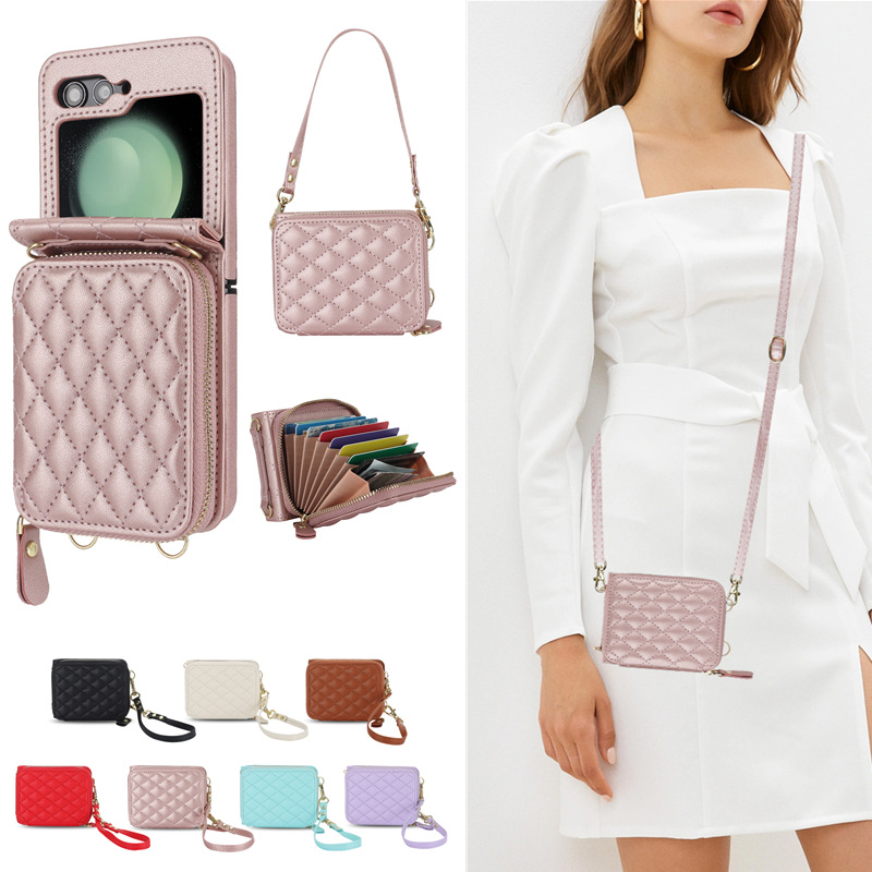 Suitable for Samsung Z Flip5/4/3 zipper card holder mobile phone case