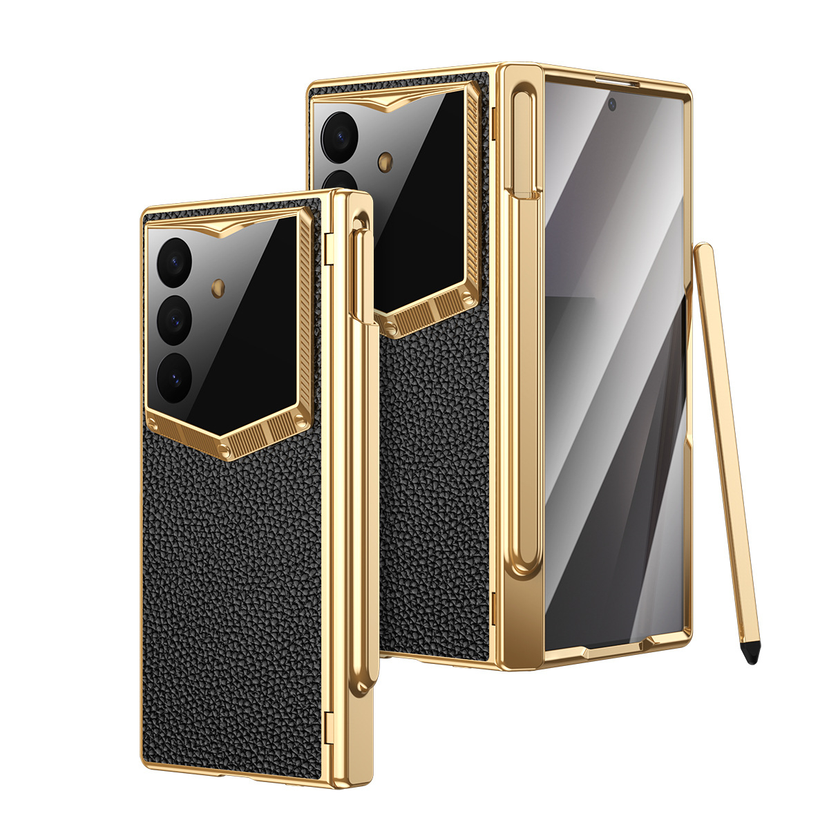 เคส Samsung Galaxy Z Fold8U/7/6 หนัง PU เคลือบเมทัลลิก พร้อมช่องเก็บปากกา S Pen ดีไซน์หรูหรา