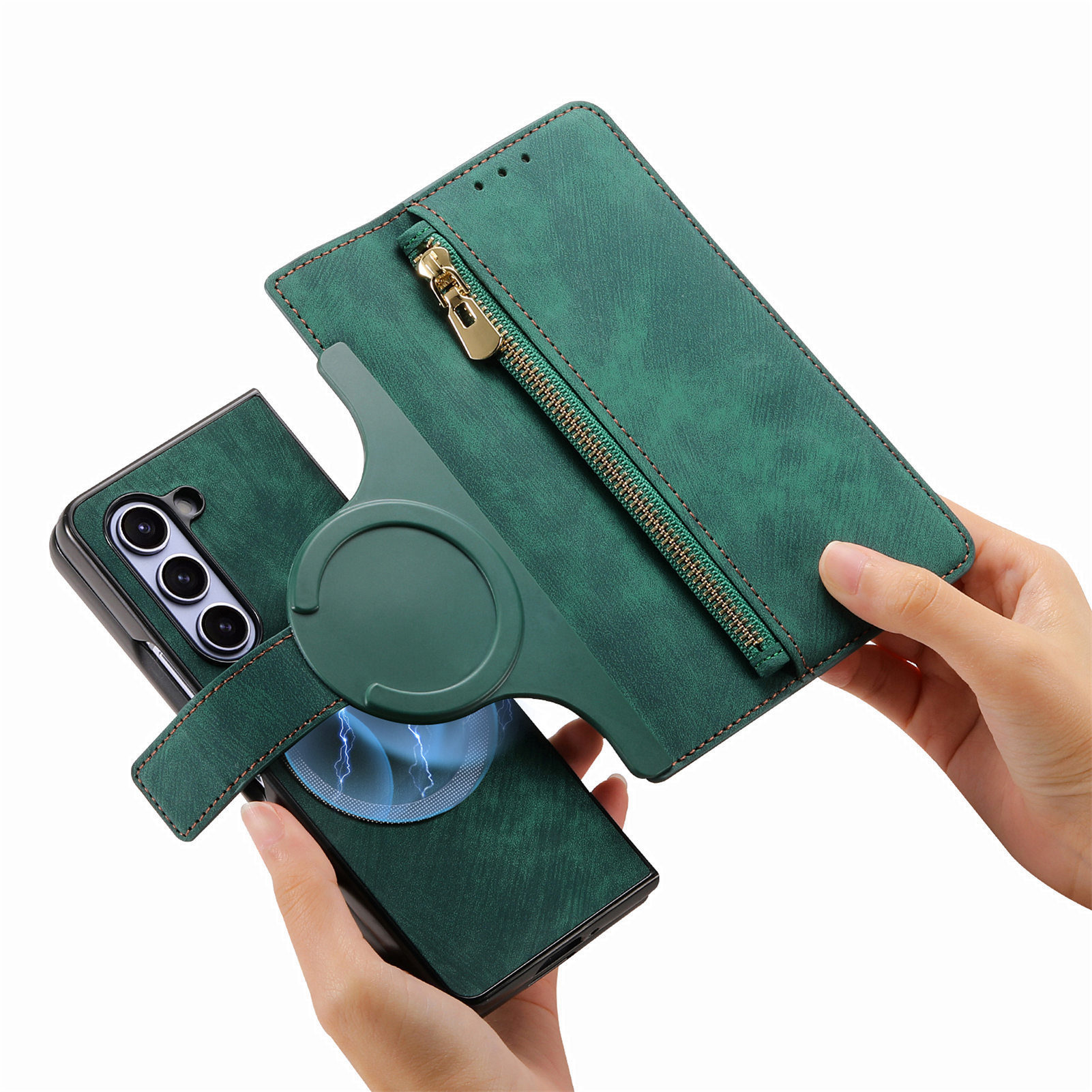 เหมาะสำหรับ Samsung Z Fold6/5/4/3 เคสป้องกันซิปแม่เหล็กที่ถอดออกได้