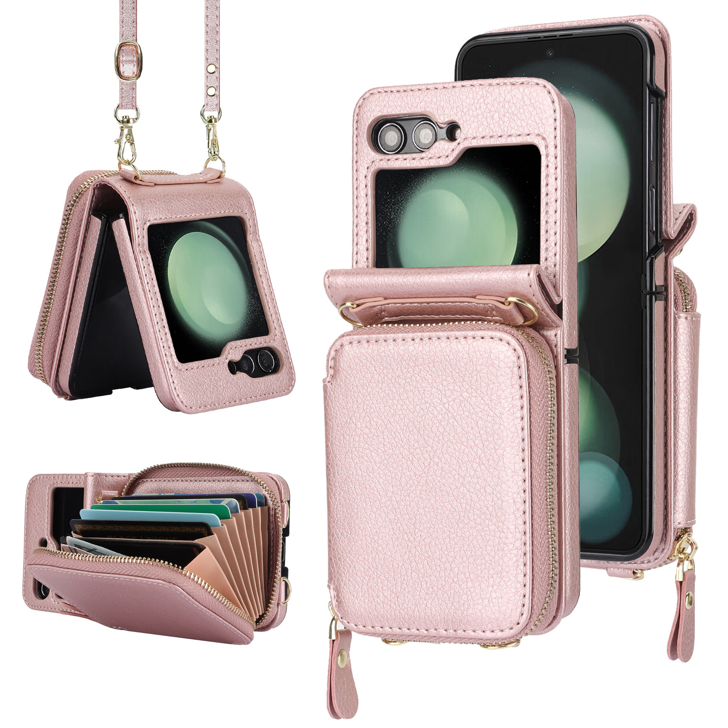 Suitable for Samsung Z Flip5/4/3 zipper card holder mobile phone case