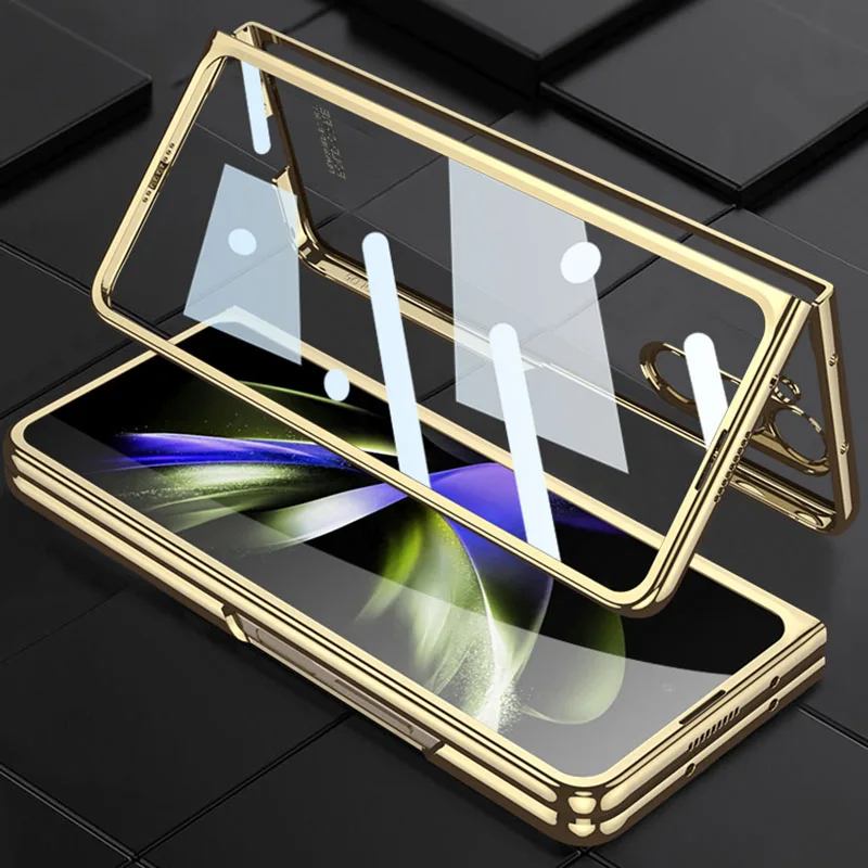 เหมาะสำหรับ Samsung Z Fold5/4/3 เคสป้องกันกระจก Phantom เคลือบด้วยไฟฟ้า
