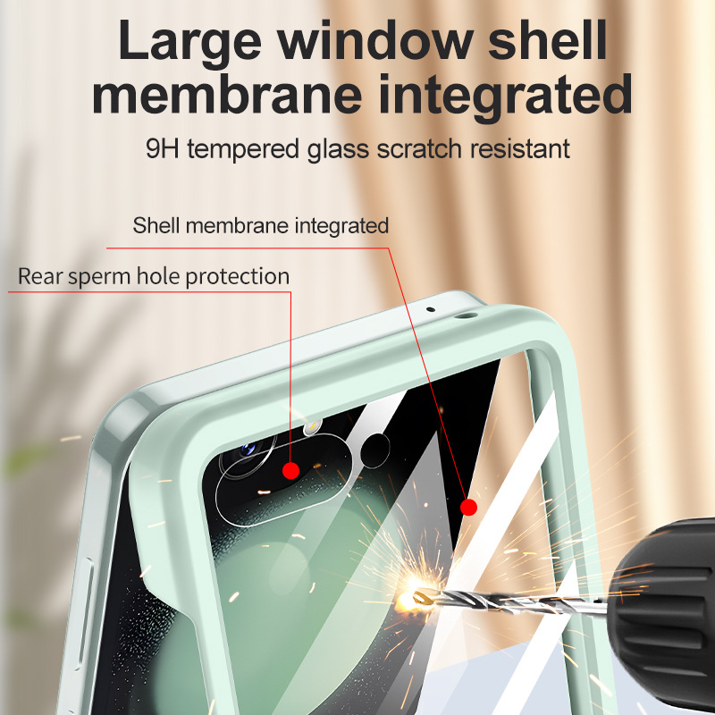 เหมาะสำหรับเคสโทรศัพท์อย่างเป็นทางการของ Samsung Z Flip6/5/4/3 แหวนหน้าต่างขนาดใหญ่ใหม่