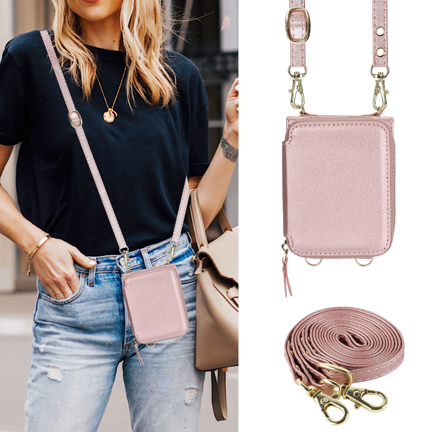 Suitable for Samsung Z Flip5/4/3 zipper card holder mobile phone case