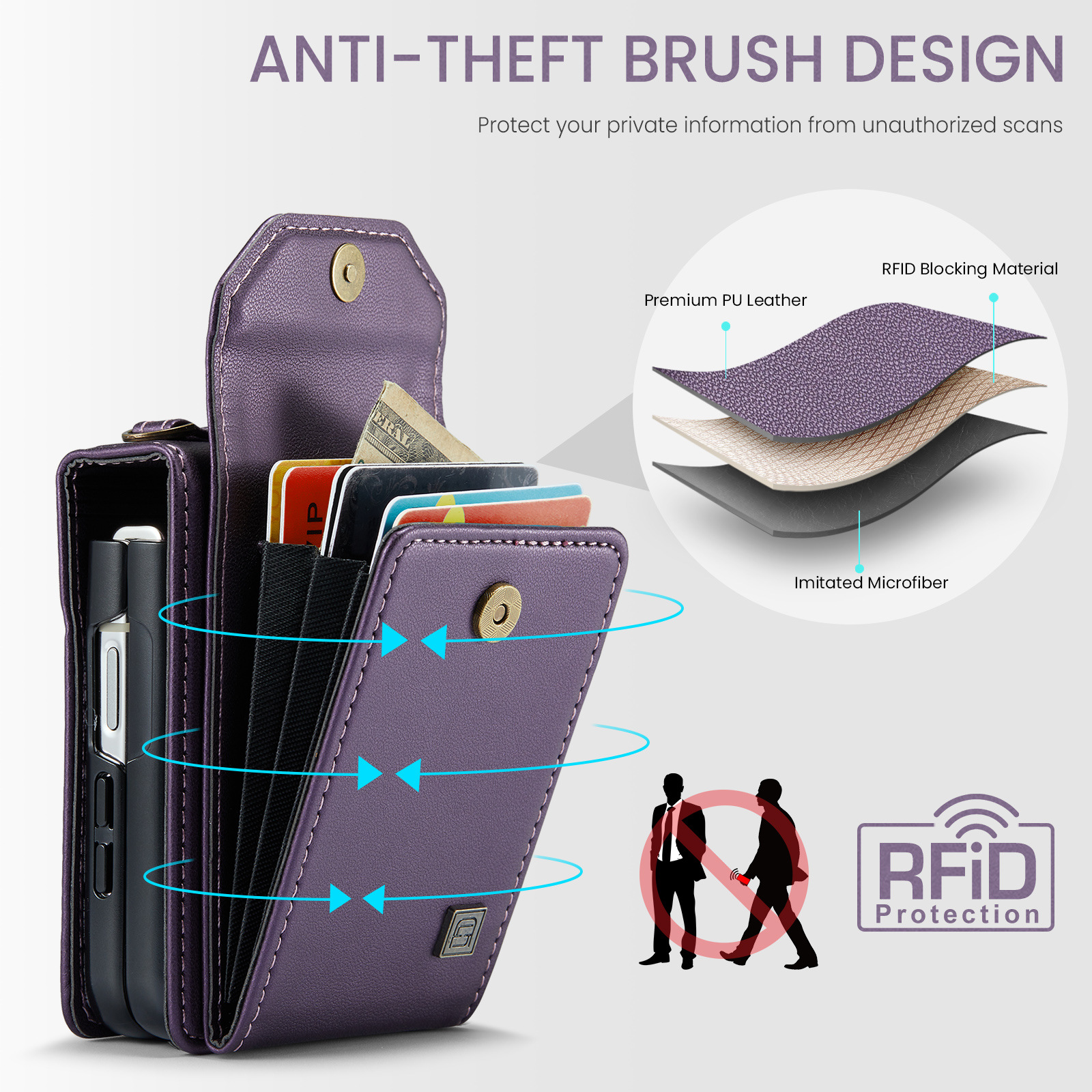 เหมาะสำหรับ Samsung Z Flip6/5/4/3 ใหม่ผู้ถือบัตรหีบเพลงเชือกเส้นเล็กเคสหนังป้องกัน