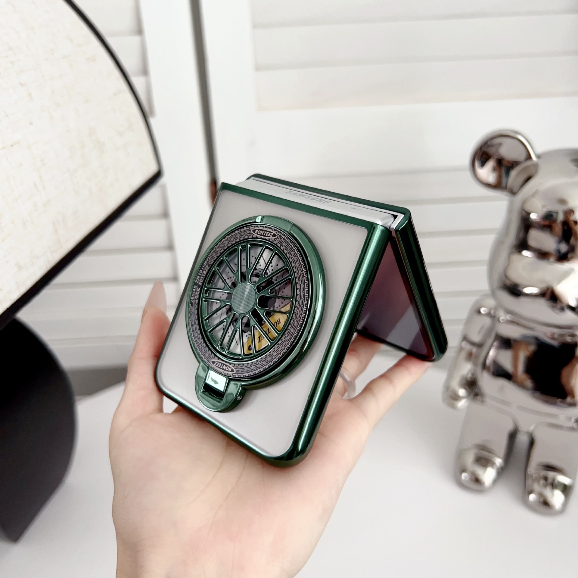 เหมาะสำหรับ Samsung Z Flip6/5/4/3 ใหม่ electroplated ไจโรโปร่งใสเคสโทรศัพท์มือถือ