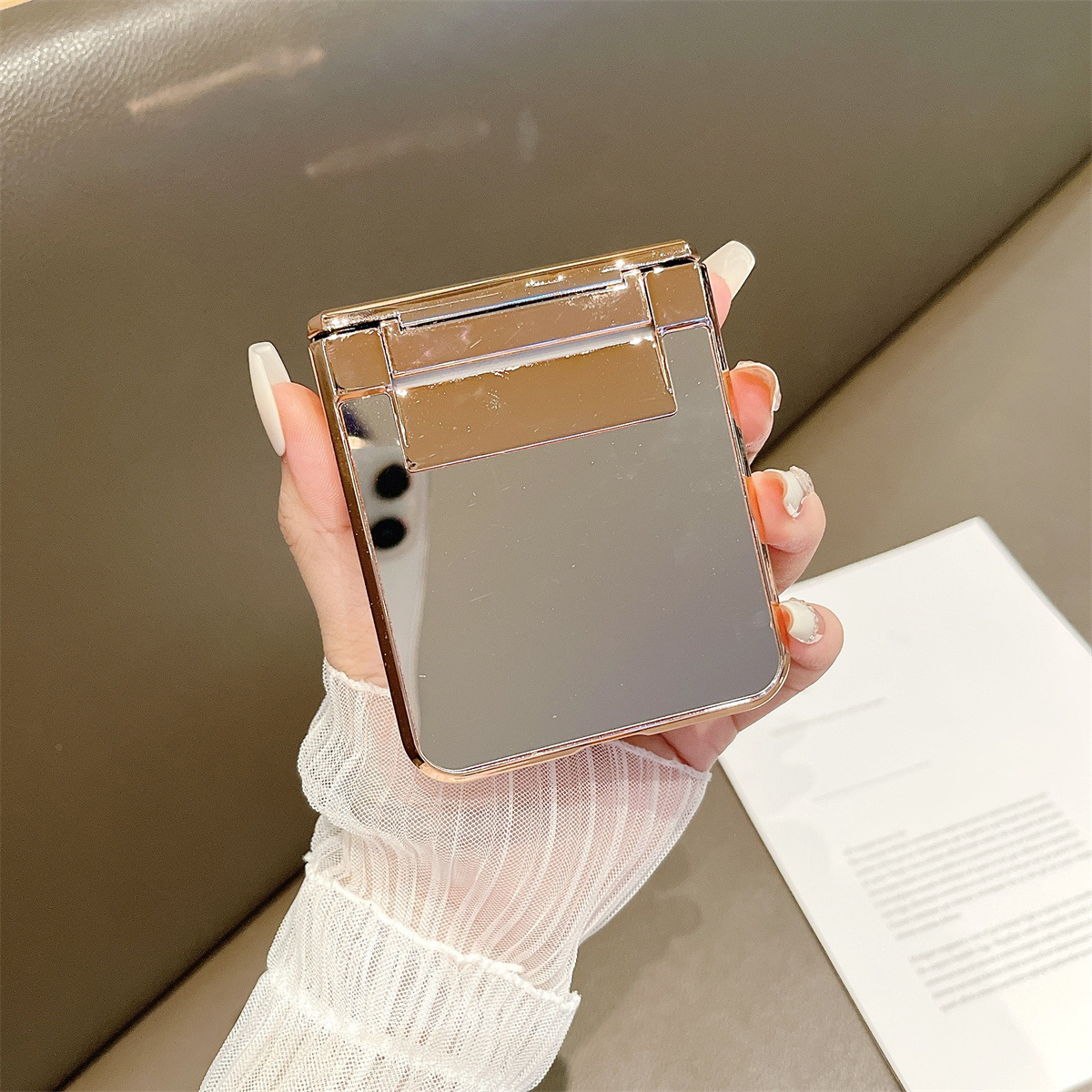 適用於三星Z Flip5/4/3電鍍鏡面防跌落手機殼