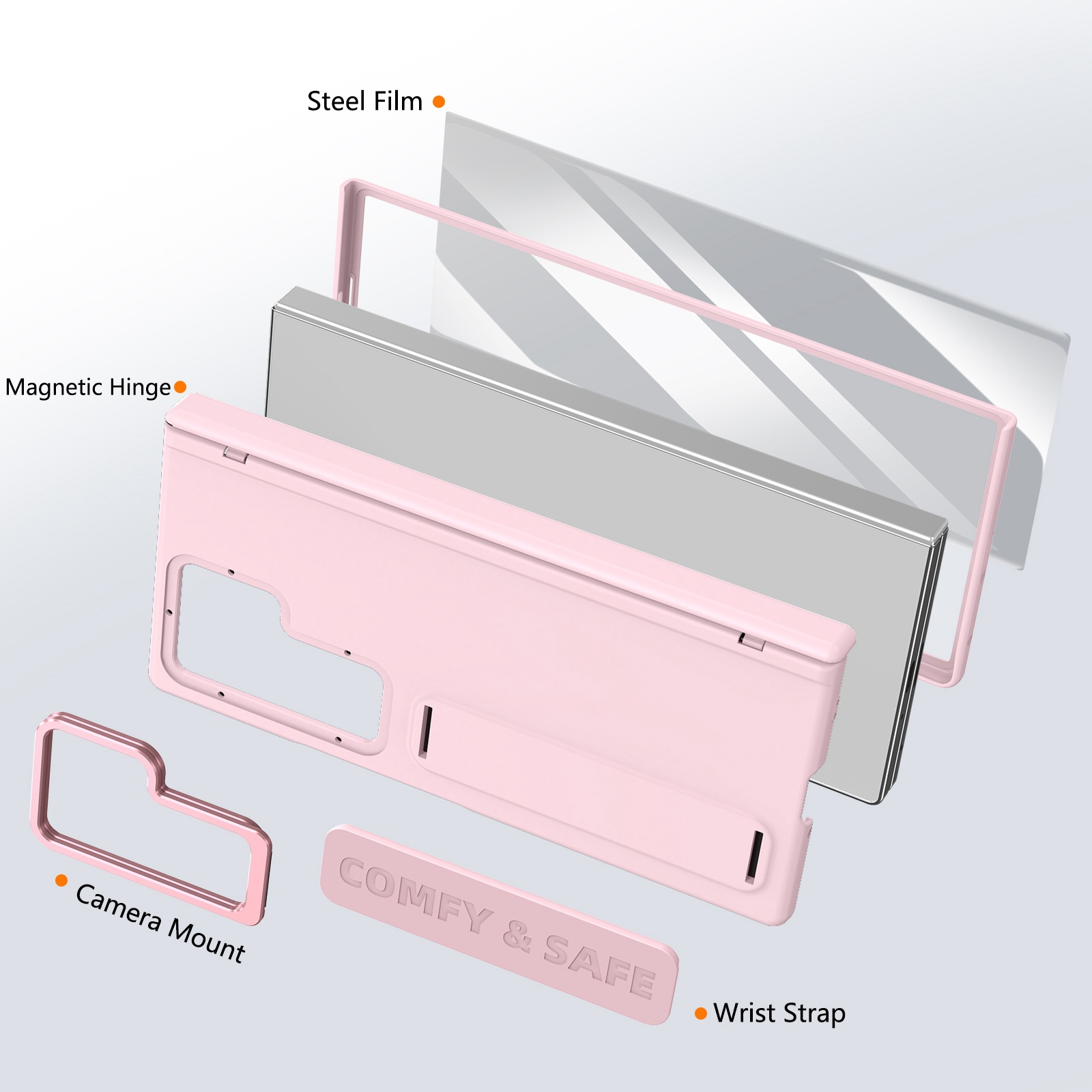 適用於三星Z Fold7/6/5/4/3新款鏡頭支架附腕帶保護殼