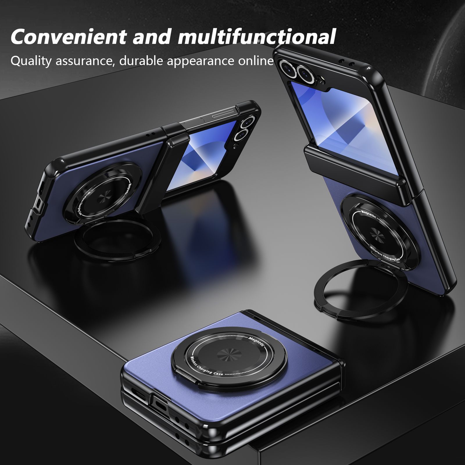 適用於三星Z Flip6/5/4/3磁吸360度無線充支架全包保護殼