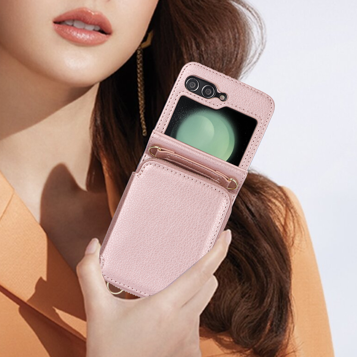 Suitable for Samsung Z Flip5/4/3 zipper card holder mobile phone case