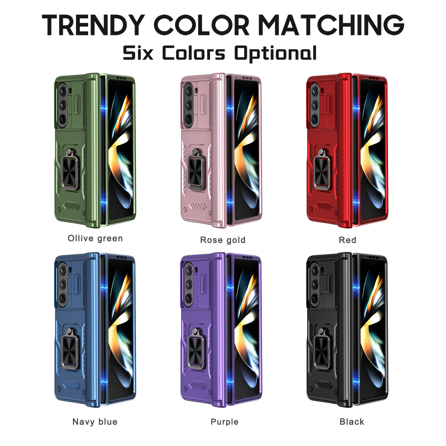 เหมาะสำหรับ Samsung Z Fold6/5/4/3 แหวนเล็บคมใหม่หน้าต่างบานเลื่อนเลนส์ป้องกันเคส