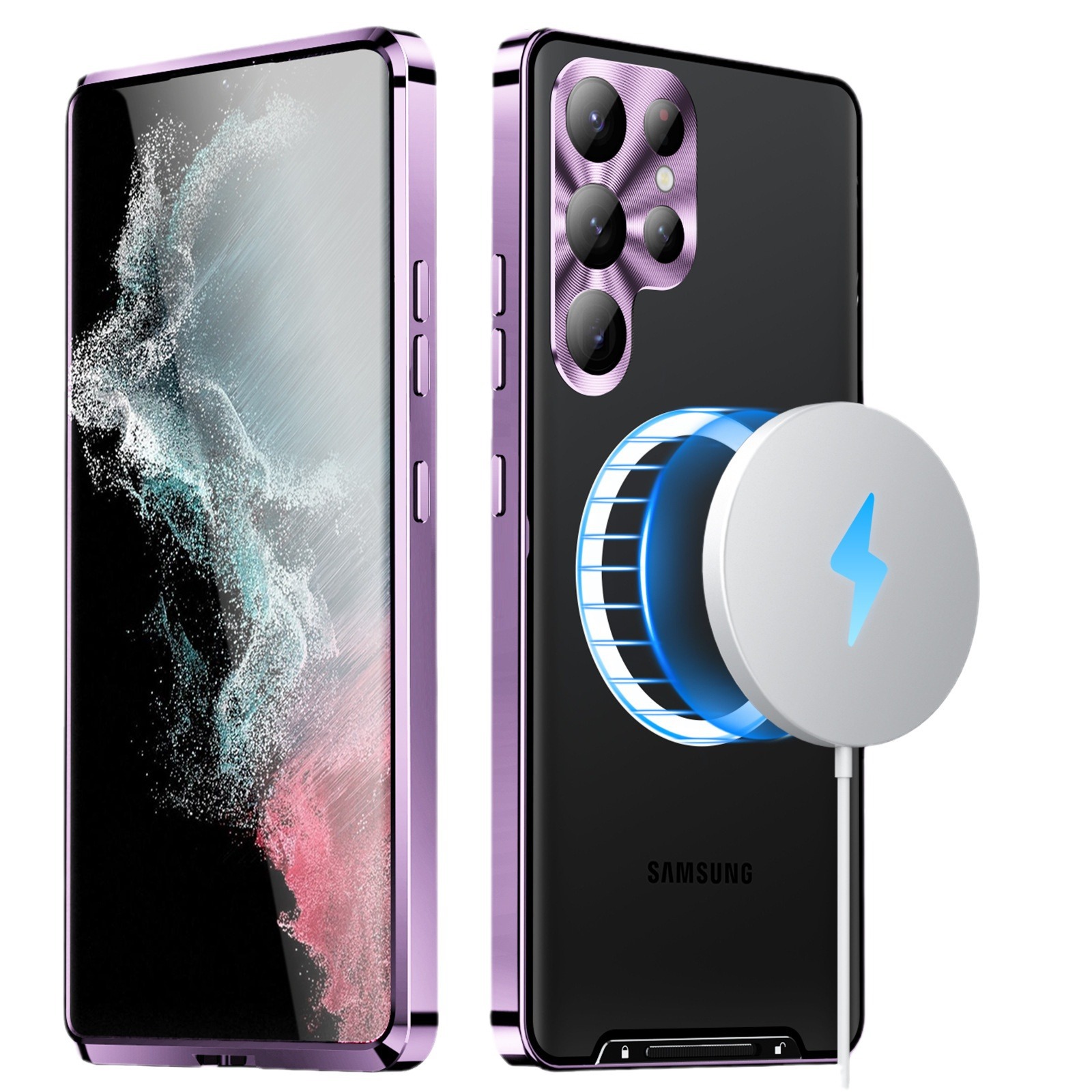 เคสป้องกันการตกกระแทกแบบแม่เหล็กพร้อมกรอบโลหะสำหรับ Samsung S series