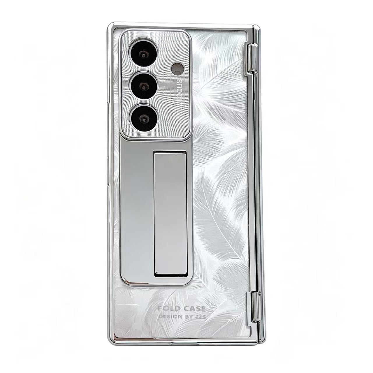 เคส Samsung Galaxy Z Fold8U/7/6 แบบใส เคลือบเมทัลลิก พร้อมขาตั้งในตัว ดีไซน์พรีเมียม