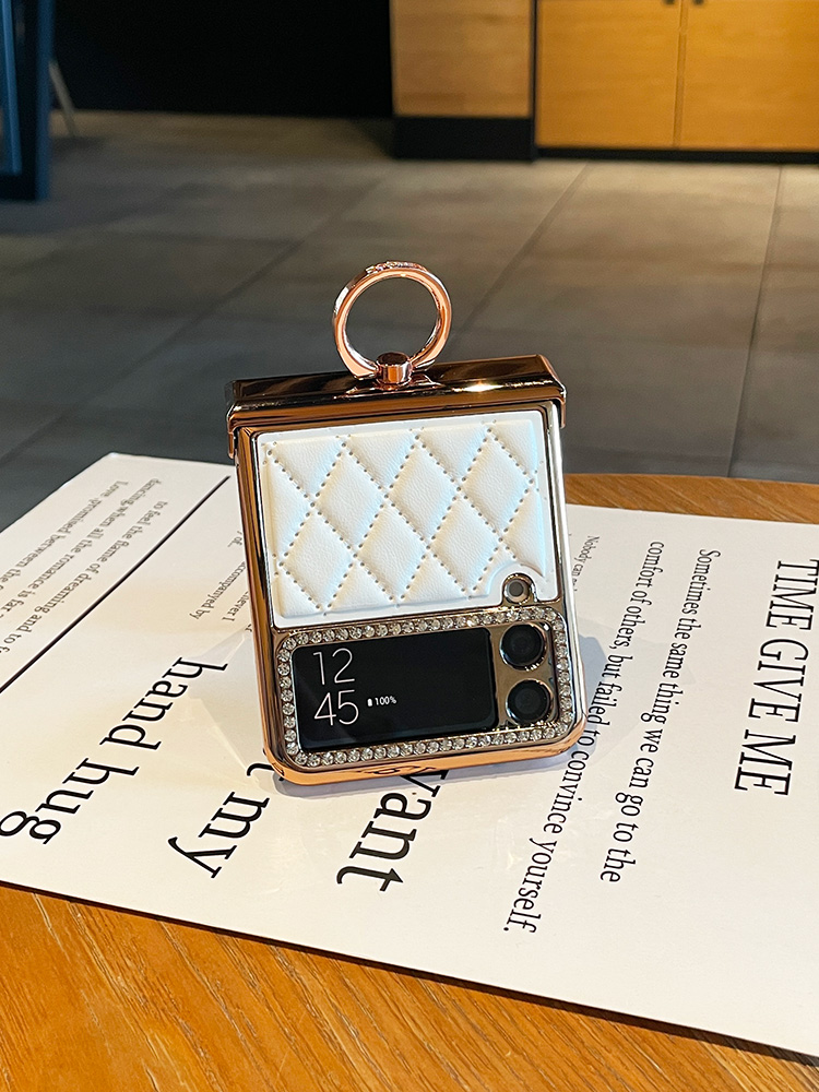 適用於三星Z Flip5/4/3新款時尚全包貼鑽手機殼