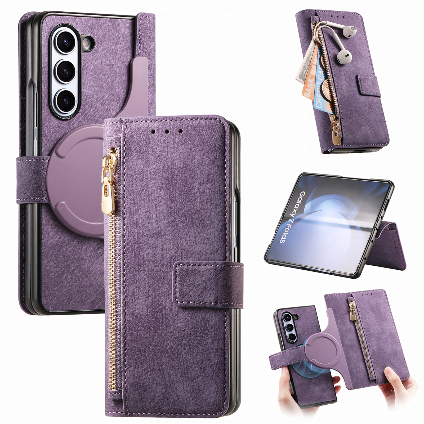 เหมาะสำหรับ Samsung Z Fold6/5/4/3 เคสป้องกันซิปแม่เหล็กที่ถอดออกได้