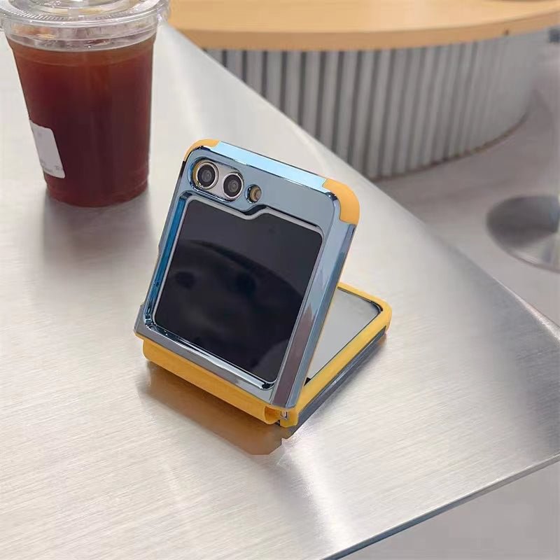 適用三星Z Flip5/4/3時尚撞色電鍍鉸鏈手機殼