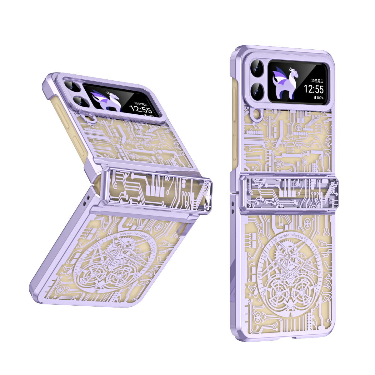 Suitable for Samsung Z Flip 4/3 new mechanical electroplating all-inclusive drop-proof mobile phone case