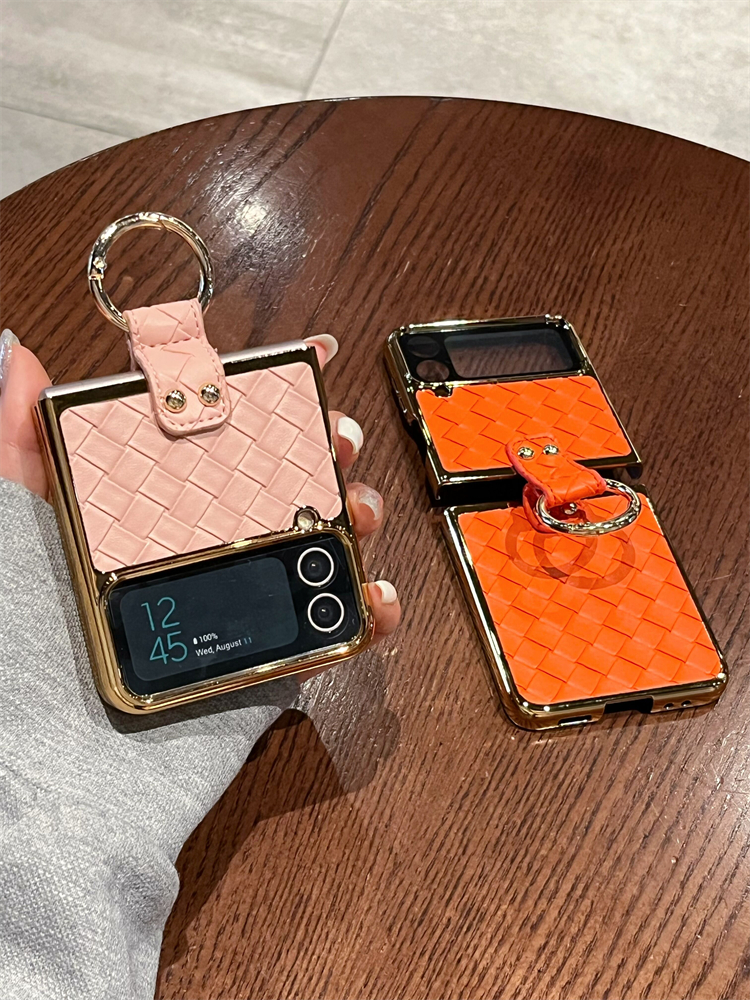 SUITABLE FOR SAMSUNG Z FLIP4/3 FASHION HIGH-END WOVEN TEXTURE MOBILE PHONE CASE