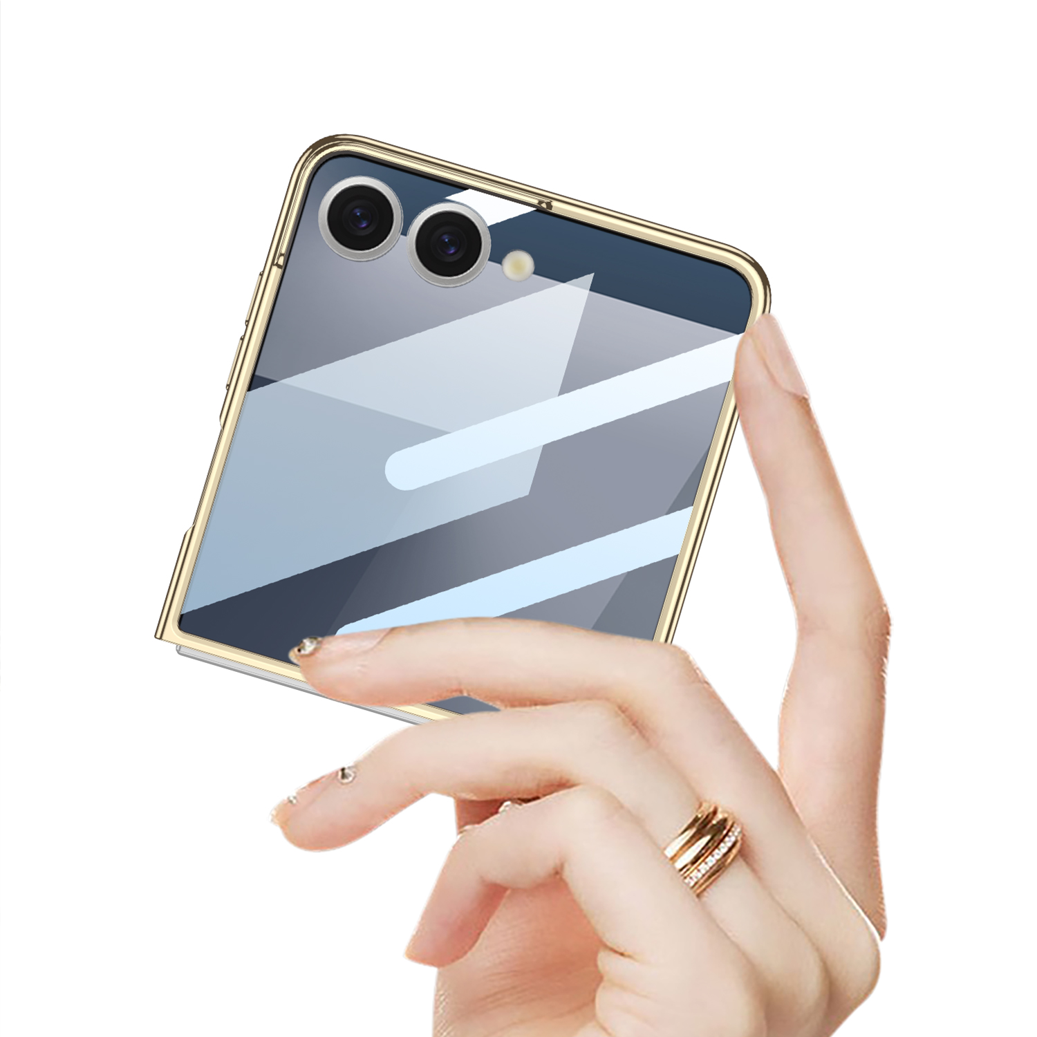 適用於三星Z Flip7/6/5/4/3透明電鍍幻影全包保護殼