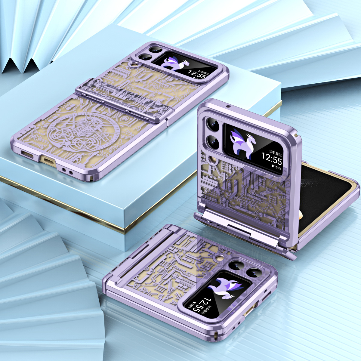 Suitable for Samsung Z Flip 4/3 new mechanical electroplating all-inclusive drop-proof mobile phone case