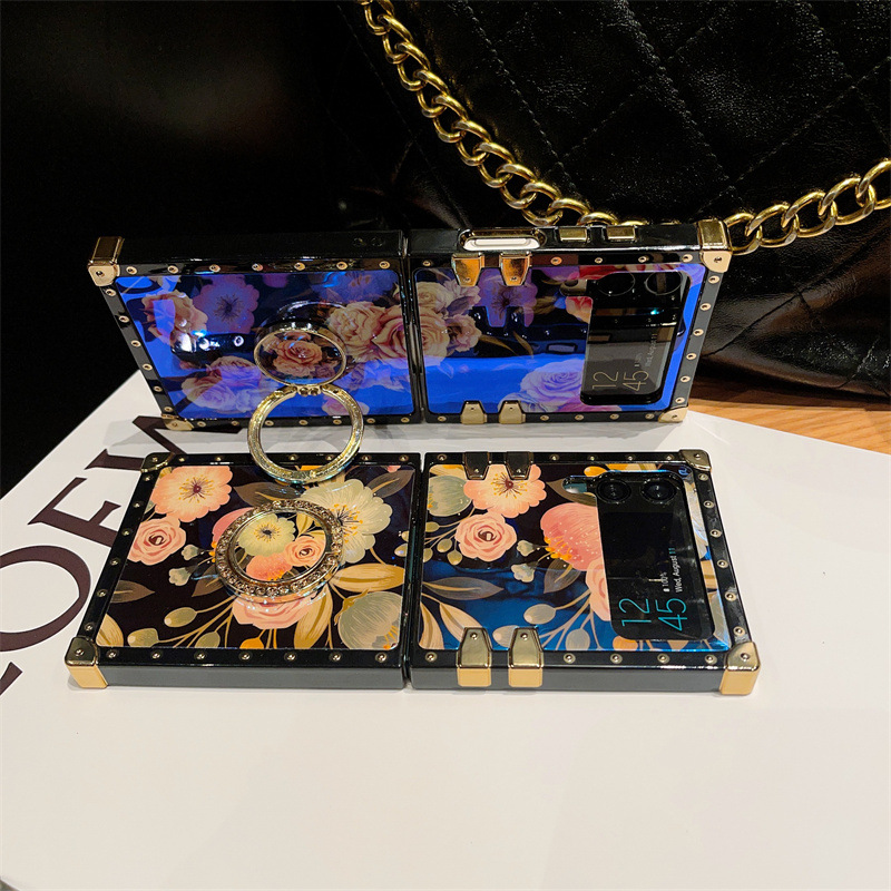 New Luxury Bezel Stand Case for Samsung Galaxy Z Flip4 Flip3 5G