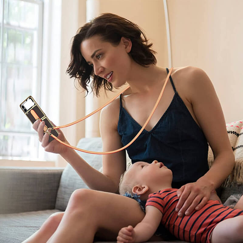 Luxury Leather Back Screen Tempered Glass Hard Frame Cover For Samsung