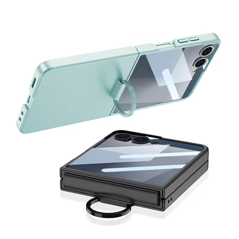 適用於三星Z Flip7/6/5/4/3官方同款純色超薄指環保護殼