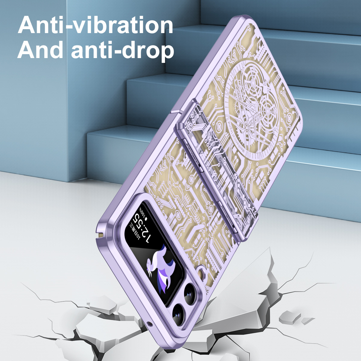Suitable for Samsung Z Flip 4/3 new mechanical electroplating all-inclusive drop-proof mobile phone case