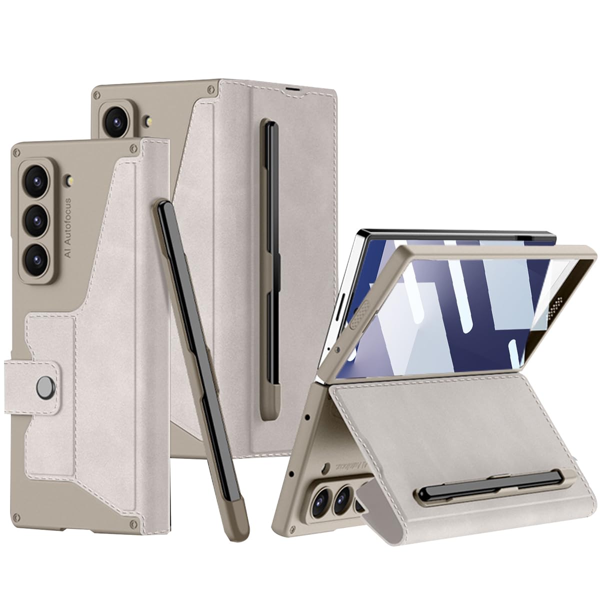 適用於三星 Galaxy Z Fold7/6/5/4/3鎧甲翻蓋帶筆槽全包保護套