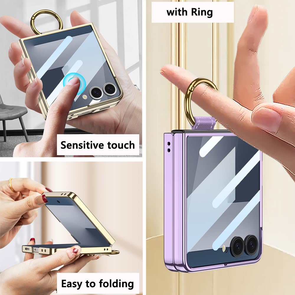 全新透明玻璃手機殼適用於三星 Galaxy Z Flip7/6/5/4/3 5G