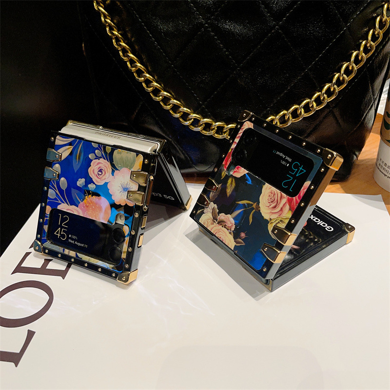 New Luxury Bezel Stand Case for Samsung Galaxy Z Flip4 Flip3 5G