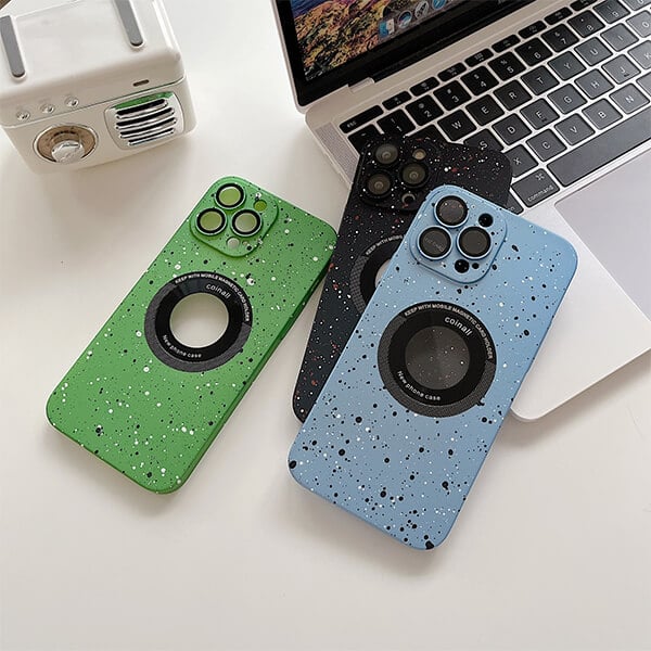 Starry hollow phone case magnetic charging hard case for iPhone
