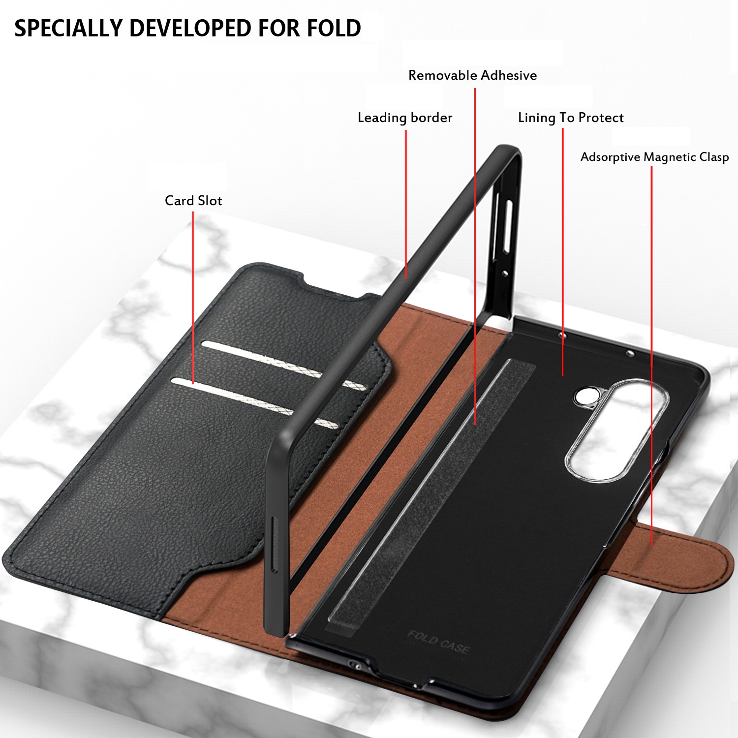 適用於三星Z Fold7/6新款磁吸翻蓋插卡皮套