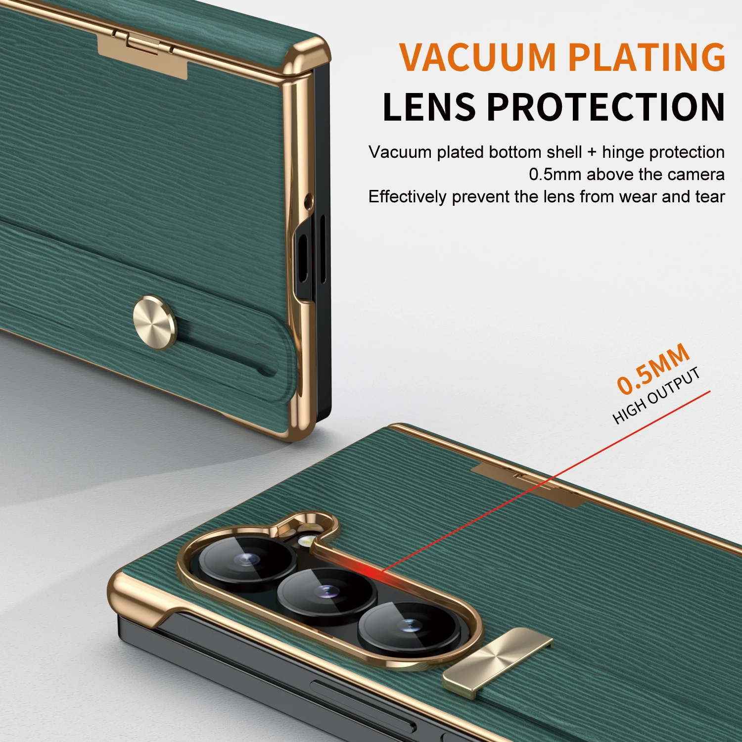 เหมาะสำหรับ Samsung Z Fold6/5/4/3 ใหม่ electroplated ธรรมดาสายรัดข้อมือหนังป้องกันลายนิ้วมือโทรศัพท์มือถือกรณี